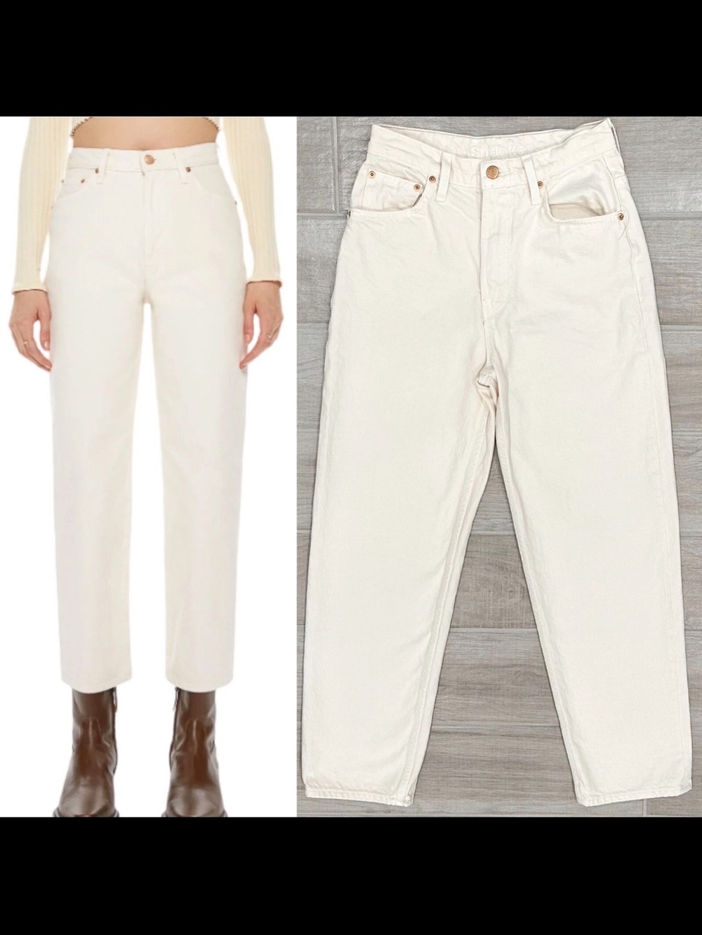 MOTHER SNACKS Off-White Straight Leg High-Rise Jeans size 25